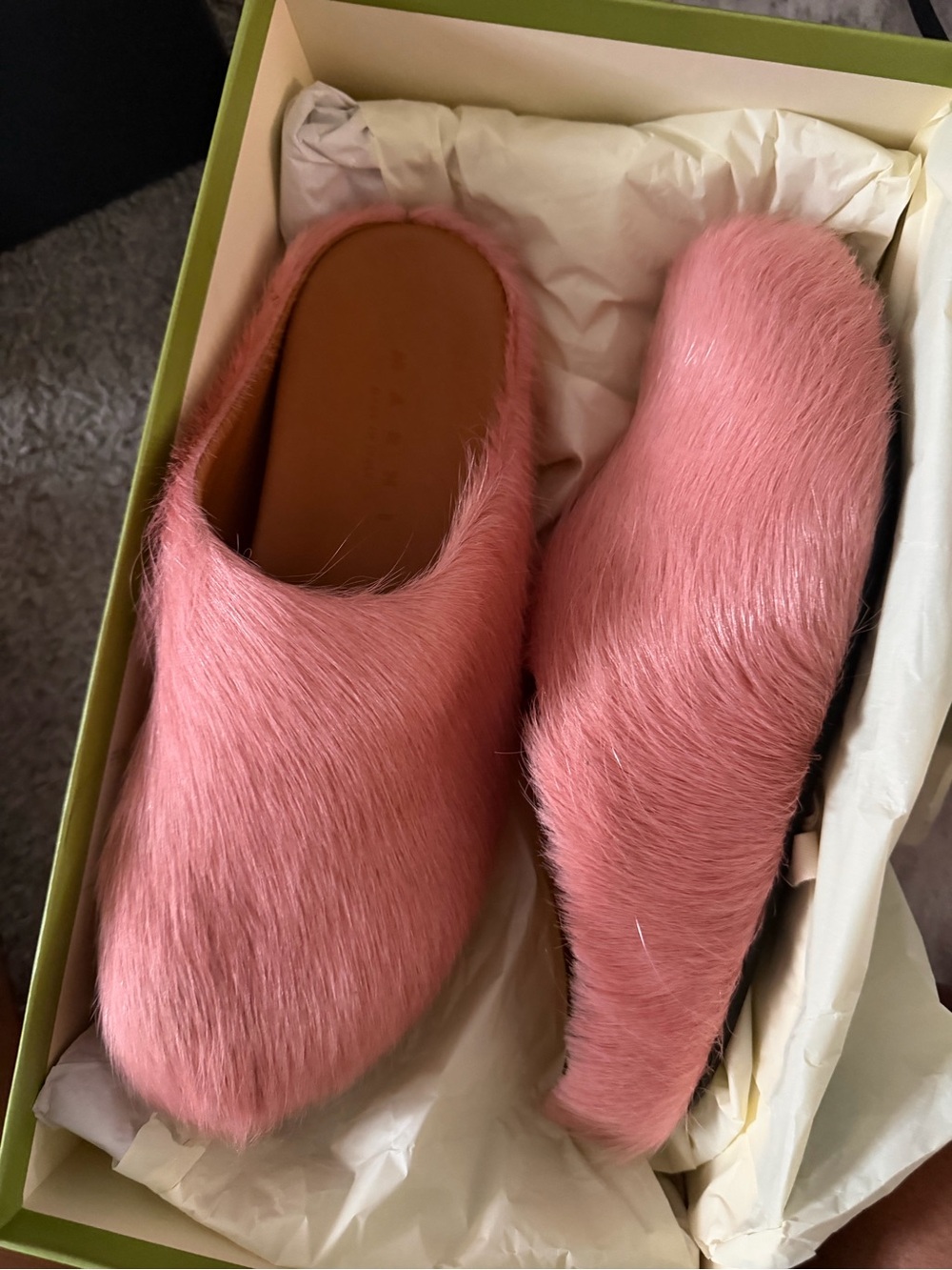 Pink Faux Fur Slip-On Women's Mules